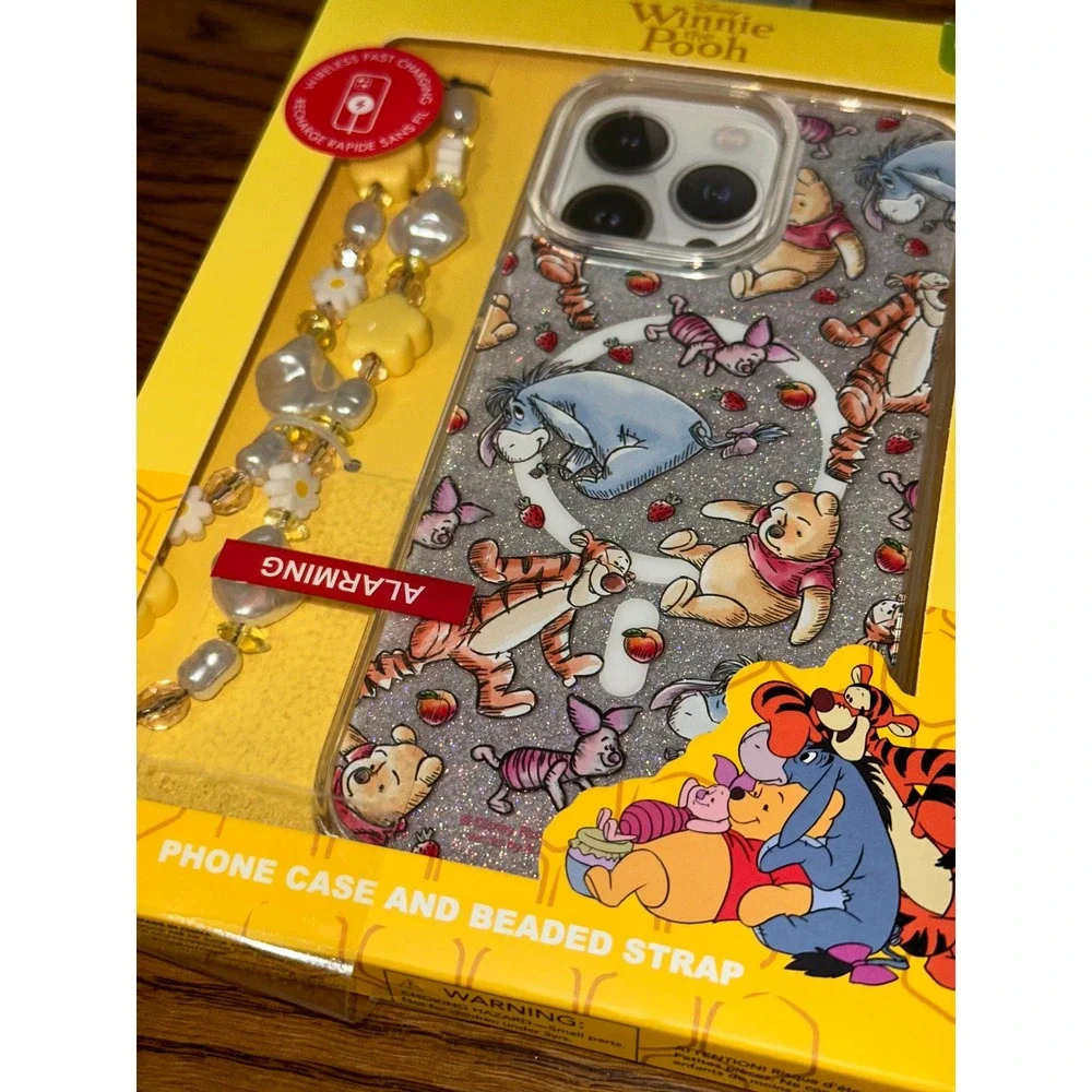 Disney Winnie the Pooh iPhone 16 Pro Max Case and Beaded Strap Set New